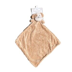 Modern Baby Puppy Dog Lovey Snuggle Blankie Blanket Tan Eye Patch Embroidered